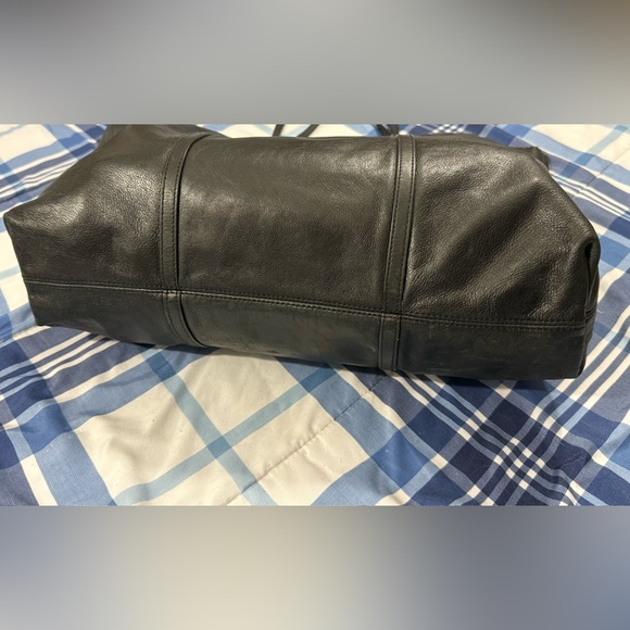 Banana Republic Black Leather Tote Bag Shoulder Carry - Picture 7 of 15